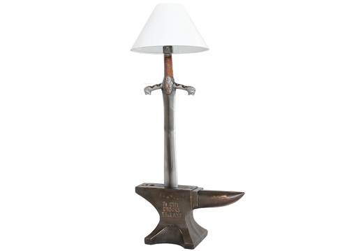 JJ612 ANTIQUE WROUGHT IRON ANVIL EXCALIBUR SWORD LAMP