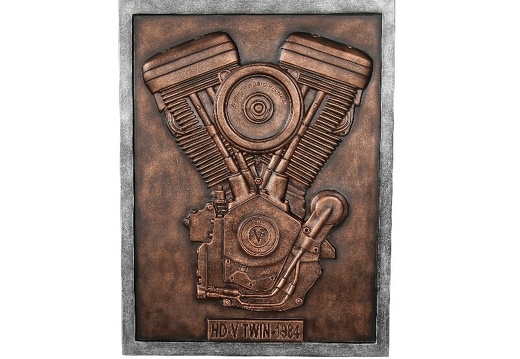 B0610 3D EMBOSSED VINTAGE MOTORCYCLE ENGINE SIGN BOARD BRONZE WALL MOUNTED 1