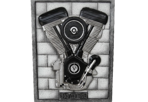 B0611 3D EMBOSSED VINTAGE MOTORCYCLE ENGINE SIGN BOARD SILVER BLACK WALL MOUNTED 1