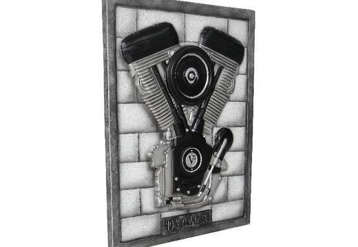 B0611 3D EMBOSSED VINTAGE MOTORCYCLE ENGINE SIGN BOARD SILVER BLACK WALL MOUNTED 2