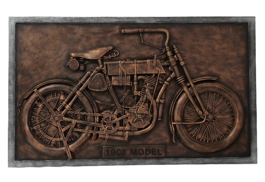 B0612 3D EMBOSSED VINTAGE MOTORCYCLE SIGN BOARD BRONZE WALL MOUNTED