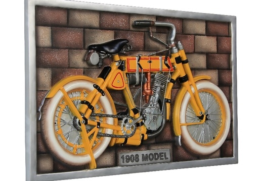 B0617 3D EMBOSSED VINTAGE MOTORCYCLE SIGN BOARD YELLOW BLACK WALL MOUNTED 2