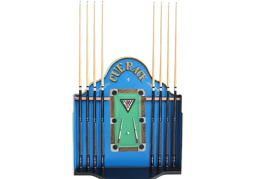 JBH091 HAND PAINTED CUE RACK WITH SNOOKER POOL TABLE INLAY HOLDS 8 CUES