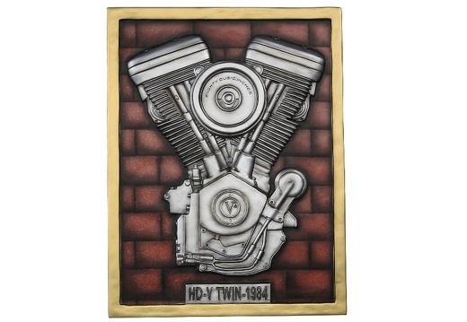 N6236 3D EMBOSSED V-TWIN ENGINE ON RED BRICK EFFECT WALL MOUNTED 1