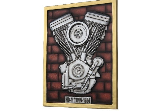 N6236 3D EMBOSSED V-TWIN ENGINE ON RED BRICK EFFECT WALL MOUNTED 2