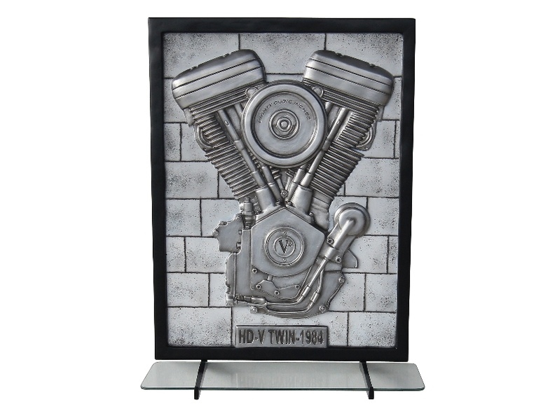 N6239_3D_EMBOSSED_V-TWIN_ENGINE_ON_SILVER_BRICK_EFFECT_WALL_MOUNTED_GLASS_SHELF_1.JPG