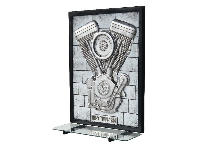 N6239_3D_EMBOSSED_V-TWIN_ENGINE_ON_SILVER_BRICK_EFFECT_WALL_MOUNTED_GLASS_SHELF_2.JPG