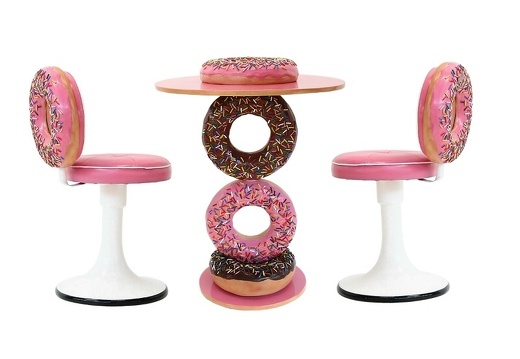 JJ410 DELICIOUS LOOKING DOUGHNUT TABLE 2 PINK DOUGHNUT CHAIRS