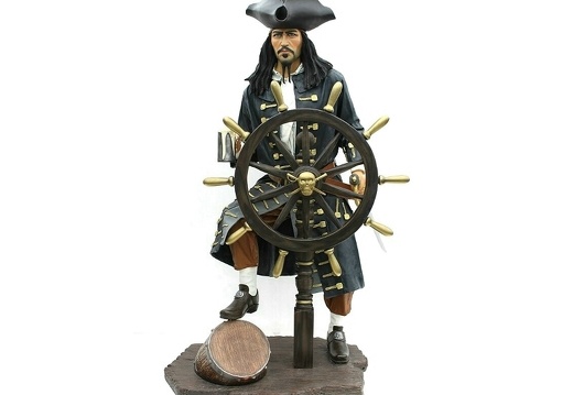 JBP006 LIFE SIZE JACK SPARROW PIRATE WITH SHIPS WHEEL