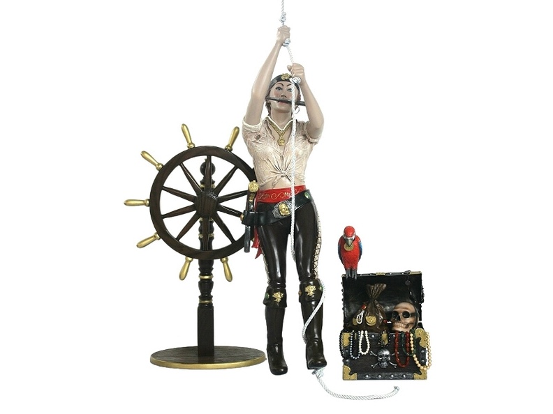 JBP105_LIFE_SIZE_LADY_PIRATE_CLIMBING_A_ROPE_LIFE_SIZE_SHIPS_WHEEL_TREASURE_CHEST_1.JPG