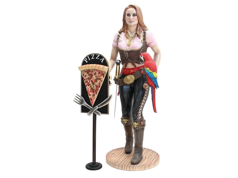 JBP122_LIFE_SIZE_BLONDE_ANNE_BONNY_PIRATE_STATUE_DELICIOUS_LOOKING_PIZZA_SLICE_ADVERTISING_BOARD.JPG