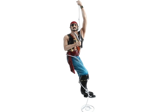 JBP128 LIFE SIZE SHIPS PIRATE WITH EYE PATCH DAGGER CLIMBING A ROPE
