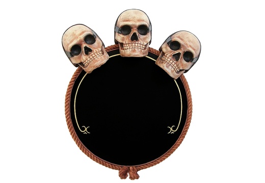 JJ225 3 SCARY SKULLS ROUND ADVERTISING BOARD WALL MOUNTED