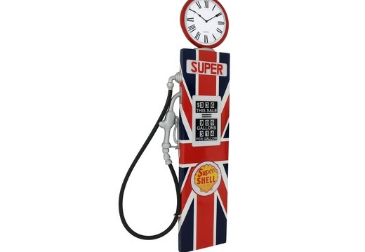 BJM0078 UK FLAG WALL VINTAGE GAS PUMP DOOR WORKING CLOCK CLOCK AVAILABLE ON ALL GAS PUMPS ALL FLAGS AVAILABLE 2