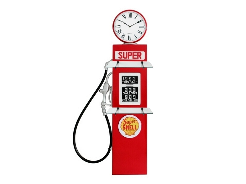 BJM0099_RED_SHELL_VINTAGE_GAS_PUMP_DOOR_CLOCK_SHELVES_AVAILABLE_ON_ALL_GAS_PUMPS.JPG