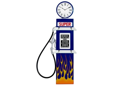 BJM0101 BLUE SHELL VINTAGE GAS PUMP DOOR CLOCK SHELVES AVAILABLE ON ALL GAS PUMPS