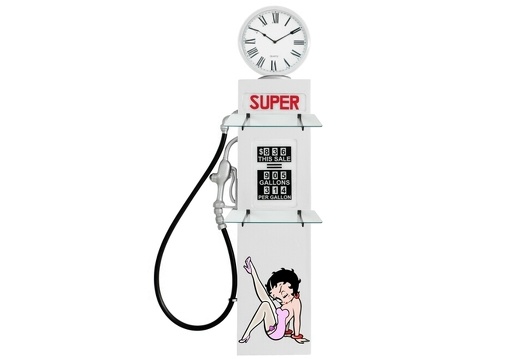 BJM0102 BETTY BOOP VINTAGE GAS PUMP DOOR CLOCK SHELVES AVAILABLE ON ALL GAS PUMPS