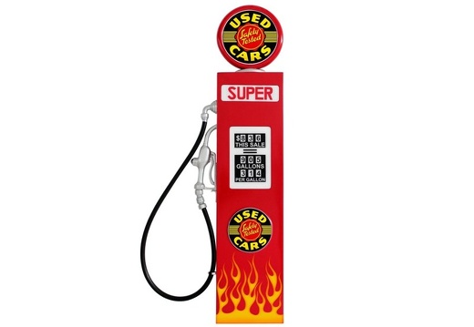 JBA3F129 USED SAFETY TESTED CARS WALL MOUNTED VINTAGE GAS PUMP DOOR WITH FLAMES RED