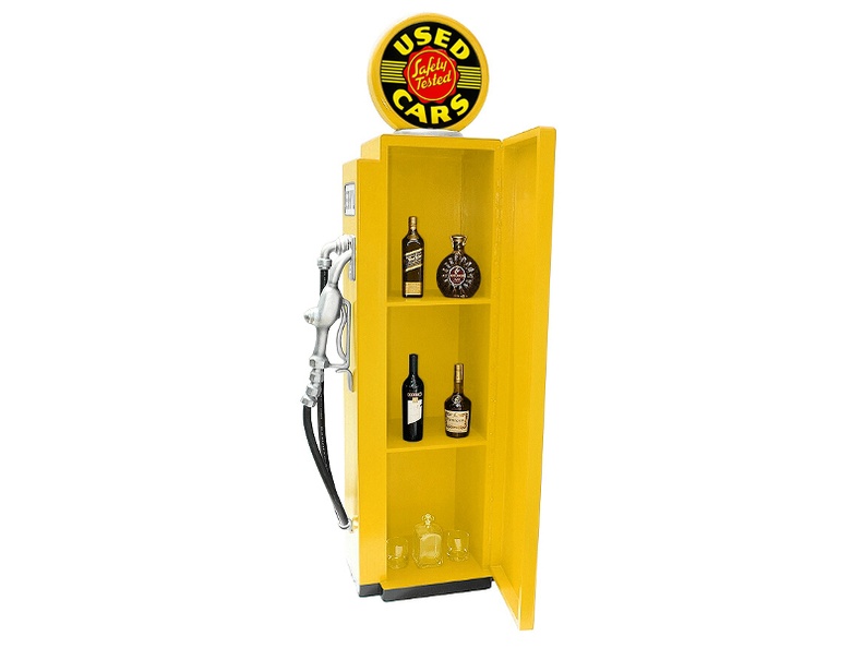 JBA3F147_USED_SAFETY_TESTED_CARS_VINTAGE_GAS_PUMP_WITH_OPENING_DOOR_BUILT_IN_SHELFS_YELLOW_2.JPG