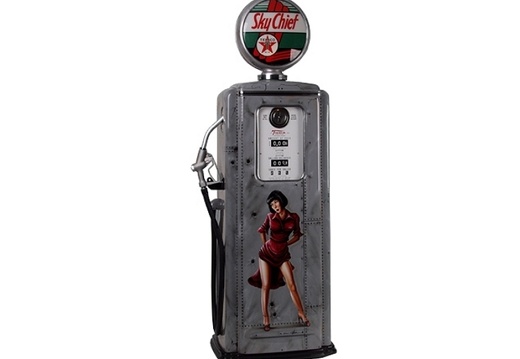 JBF016 CUSTOM PAINTED SKY CHIEF SEXY LADY GAS PUMP WITH OPENING DOOR BUILT IN SHELFS 1