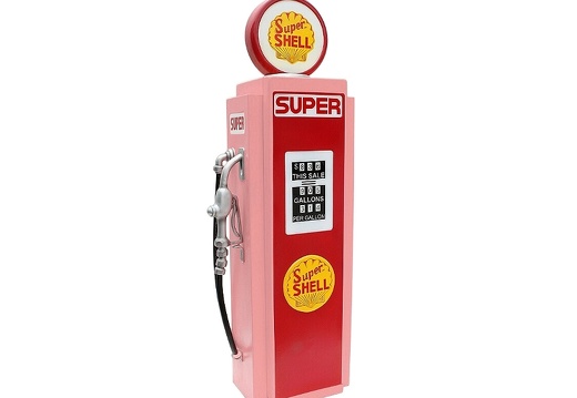JBF161 SUPER SHELL PINK RED GAS PUMP WITH OPENING DOOR BUILT IN SHELFS 1