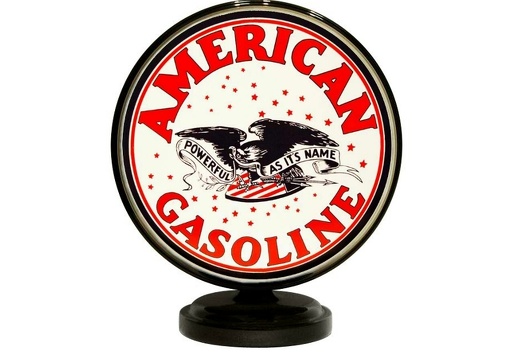 JJ1192 AMERICAN GASOLINE VINTAGE MOTOR OIL GAS PUMP TOP DISPLAY BLACK