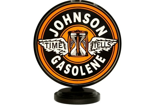 JJ1211 JOHNSON GASOLENE VINTAGE MOTOR OIL GAS PUMP TOP DISPLAY BLACK