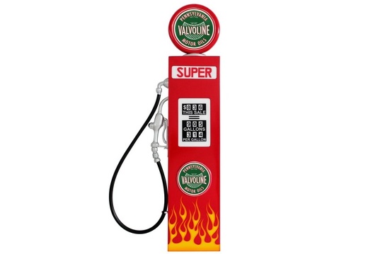 JJ983 VALVOLINE MOTOR OILS WALL MOUNTED VINTAGE GAS PUMP DOOR WITH FLAMES RED