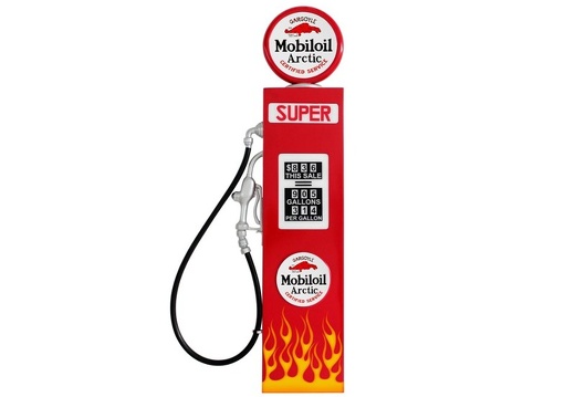 JJ987 MOBILOIL ARCTIC WALL MOUNTED VINTAGE GAS PUMP DOOR WITH FLAMES RED