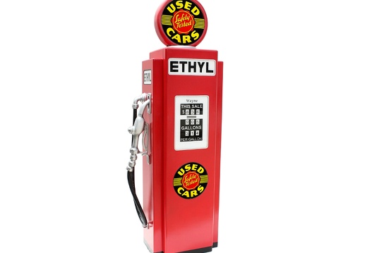 JJ998 USED SAFETY TESTED CARS VINTAGE GAS PUMP WITH OPENING DOOR BUILT IN SHELFS RED 1