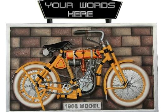 B0606 3D EMBOSSED VINTAGE MOTORCYCLE ADVERTISING SIGN BOARD YELLOW BLACK WALL MOUNTED