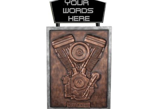 B0609 3D EMBOSSED V-TWIN ENGINE ADVERTISING SIGN BOARD BRONZE WALL MOUNTED