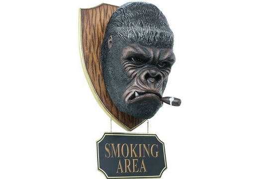 JBAH003D FUNNY CIGAR SMOKING KING KONG GORILLA HEAD SMOKING AREA SIGN