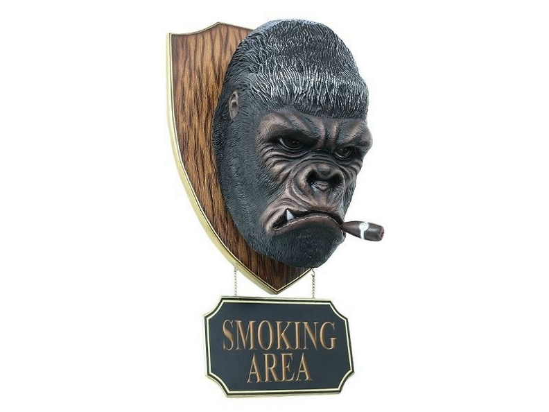 JBAH003D_FUNNY_CIGAR_SMOKING_KING_KONG_GORILLA_HEAD_SMOKING_AREA_SIGN.JPG