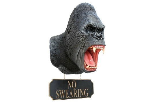 JBAH039 ANGRY MALE GORILLA HEAD NO SWEARING SIGN