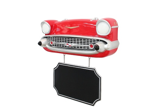 JBCR032A 57 CHEVY SMALL VINTAGE WALL MOUNTED CAR ADVERTISING BOARD RED