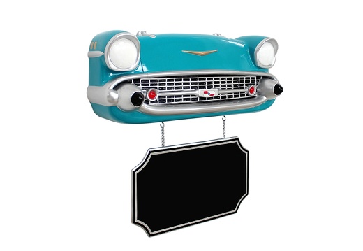 JBCR033A 57 CHEVY SMALL VINTAGE WALL MOUNTED CAR ADVERTISING BOARD TURQUOISE