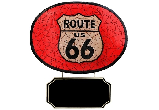 JBCR330A VINTAGE CRACKED ROUTE US 66 MOSAIC ROAD SIGN TILE ADVERTISING BOARD WALL MOUNTED