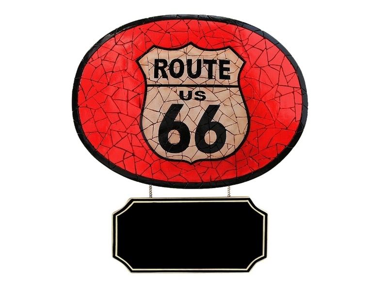JBCR330A_VINTAGE_CRACKED_ROUTE_US_66_MOSAIC_ROAD_SIGN_TILE_ADVERTISING_BOARD_WALL_MOUNTED.JPG