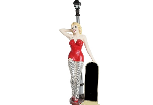 JBH056A MARILYN MONROE WITH LAMP POST RED BASQUE FISHNET STOCKINGS ADVERTISING BOARD 1