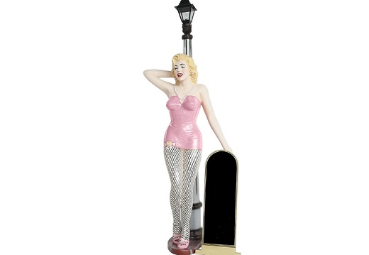 JBH059A MARILYN MONROE WITH LAMP POST PINK BASQUE FISHNET STOCKINGS ADVERTISING BOARD 1