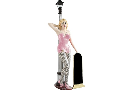 JBH059A MARILYN MONROE WITH LAMP POST PINK BASQUE FISHNET STOCKINGS ADVERTISING BOARD 2