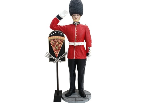 JBH066B BRITISH QUEENS GUARD SALUTING WITH DELICIOUS LOOKING PIZZA SLICE ADVERTISING BOARD
