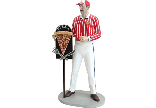 JBH068 PIZZA MAN WITH DELICIOUS LOOKING PIZZA SLICE ADVERTISING BOARD