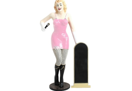 JBH069A MARILYN MONROE PINK IN FISHNETS SINGING WITH ADVERTISING BOARD