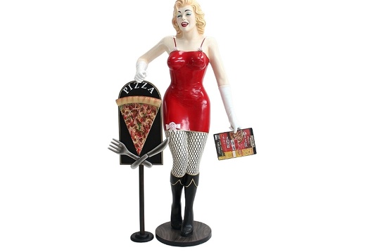 JBH073 MARILYN MONROE IN FISHNETS WITH DELICIOUS LOOKING PIZZA SLICE ADVERTISING BOARD