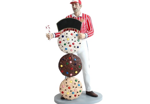 JBH081 COOKIE MAN WITH 3 DELICIOUS LOOKING COOKIES CANDY STICK ADVERTISING BOARD