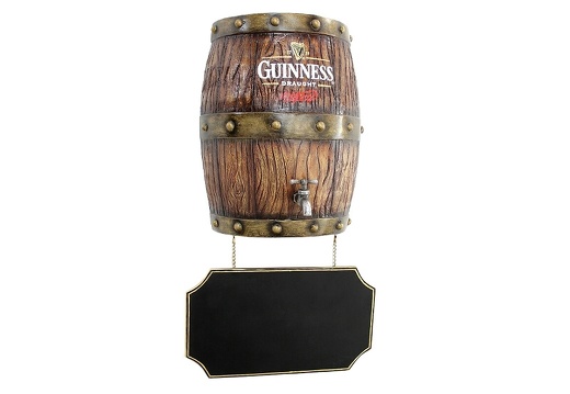 JBP094C LIGHT WOOD HALF BARREL WITH ADVERTISING BOARD ANY NAME PAINTED ON THE BARREL