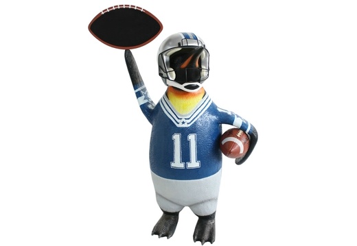 JBTH031 FUNNY AMERICAN FOOTBALL PLAYER PENGUIN WITH ADVERTISING BOARD