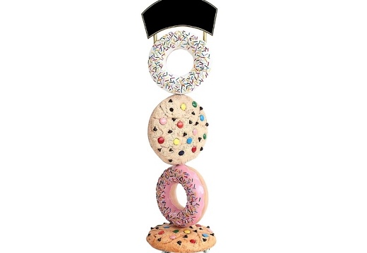 JBTH130 DELICIOUS WHITE COOKIE DOUGHNUTS ADVERTISING DISPLAY ALL ROTATE LOCKABLE CASTERS ON BASE 2